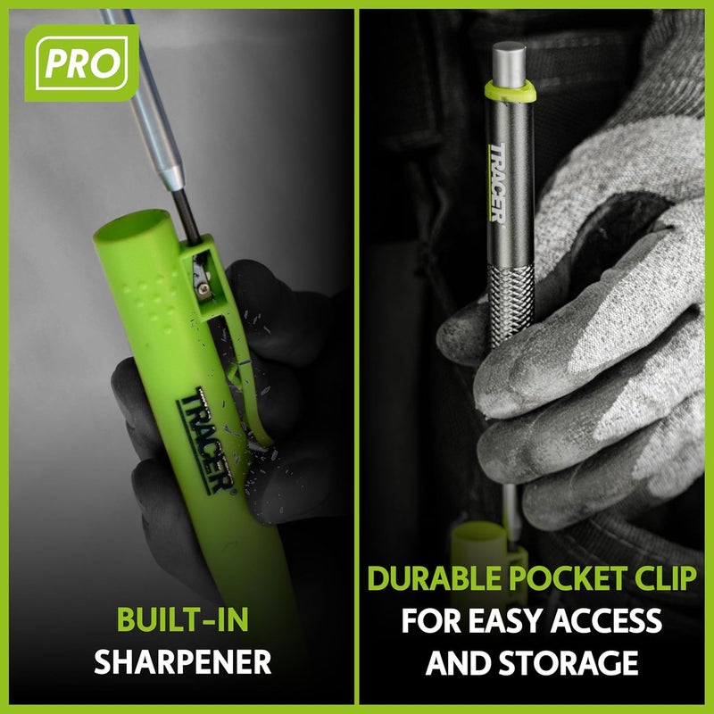 Tracer Pro Series Aluminium Deep Hole Construction Pencil with 6 x Replacement Lead Pack and accompanying Site Holsters. All-in-one Construction Marking Kit - Image 5